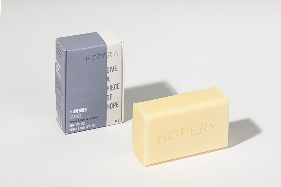 Vegane Handseife Lavendel-Orange von HOPERY – palmölfrei & handgemacht