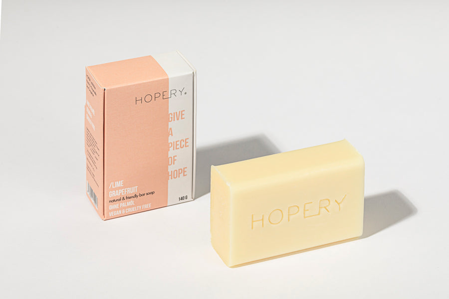 Vegane Handseife Lime-Grapefruit von HOPERY – palmölfrei & handgemacht