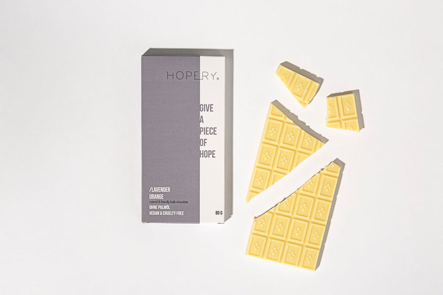 Badeschokolade Lavendel-Orange von HOPERY – vegan & palmölfrei