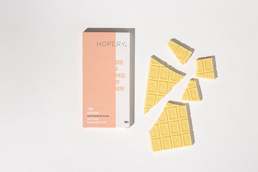 Badeschokolade Lime-Grapefruit von HOPERY – vegan & palmölfrei
